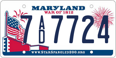 MD license plate 7AD7724