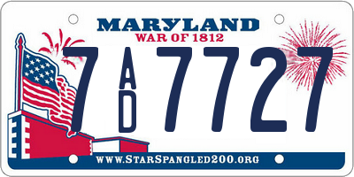 MD license plate 7AD7727
