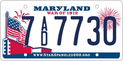 MD license plate 7AD7730