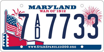 MD license plate 7AD7733