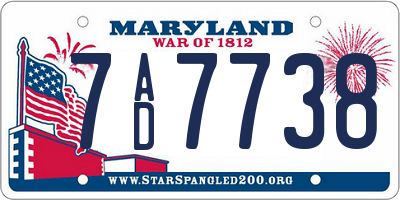 MD license plate 7AD7738