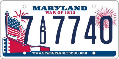 MD license plate 7AD7740
