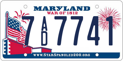 MD license plate 7AD7741