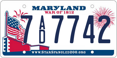 MD license plate 7AD7742
