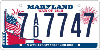 MD license plate 7AD7747
