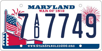 MD license plate 7AD7749