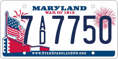 MD license plate 7AD7750