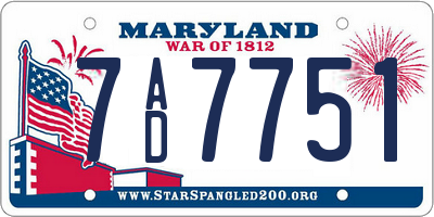 MD license plate 7AD7751