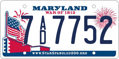 MD license plate 7AD7752