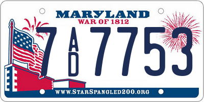 MD license plate 7AD7753