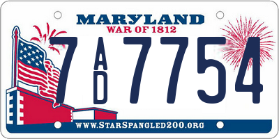 MD license plate 7AD7754