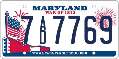 MD license plate 7AD7769