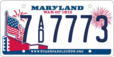 MD license plate 7AD7773