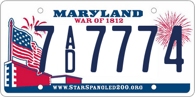 MD license plate 7AD7774