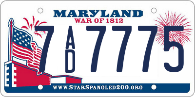 MD license plate 7AD7775