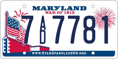 MD license plate 7AD7781
