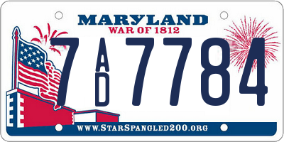 MD license plate 7AD7784