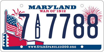 MD license plate 7AD7788