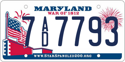 MD license plate 7AD7793