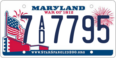 MD license plate 7AD7795