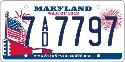 MD license plate 7AD7797