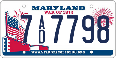 MD license plate 7AD7798