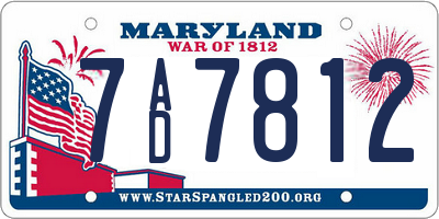 MD license plate 7AD7812