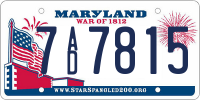MD license plate 7AD7815