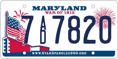 MD license plate 7AD7820