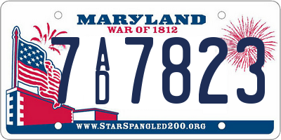 MD license plate 7AD7823