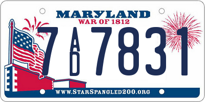 MD license plate 7AD7831