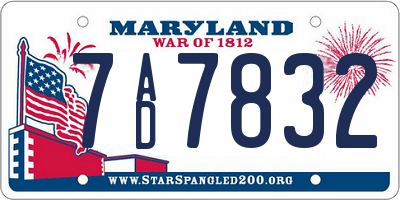 MD license plate 7AD7832