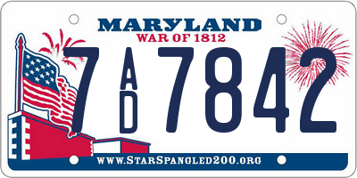 MD license plate 7AD7842