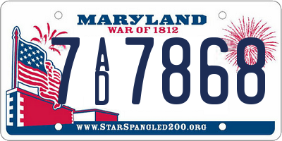 MD license plate 7AD7868