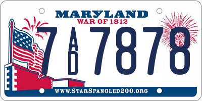 MD license plate 7AD7878
