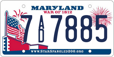 MD license plate 7AD7885