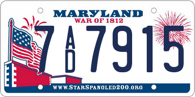 MD license plate 7AD7915