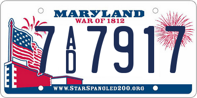 MD license plate 7AD7917