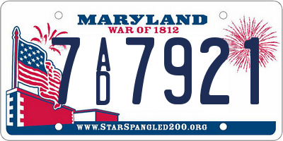 MD license plate 7AD7921
