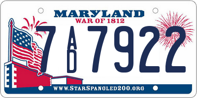 MD license plate 7AD7922