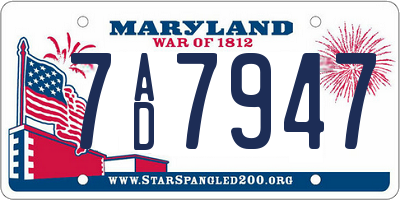 MD license plate 7AD7947