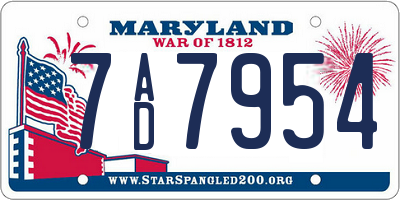 MD license plate 7AD7954