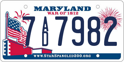 MD license plate 7AD7982