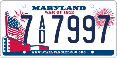 MD license plate 7AD7997