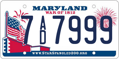 MD license plate 7AD7999