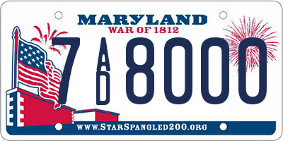 MD license plate 7AD8000