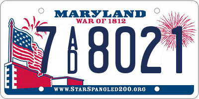 MD license plate 7AD8021
