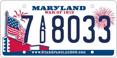 MD license plate 7AD8033