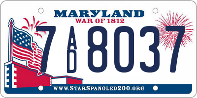 MD license plate 7AD8037