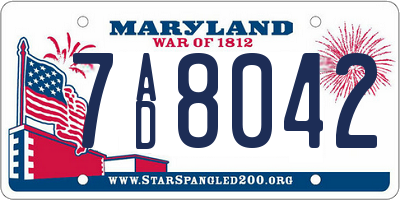 MD license plate 7AD8042